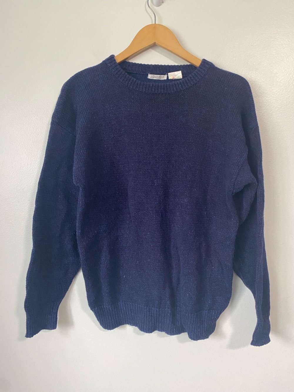 Vintage J. Casanova crewneck knit stretchy sweater blue size Medium